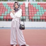 Baju Muslim Syar’i Modis Kombinasi Celana Panjang Kulot Ungu